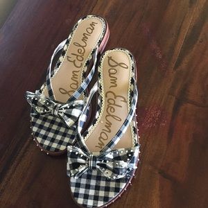 Black & white gingham check flip-flops Sam Edelman